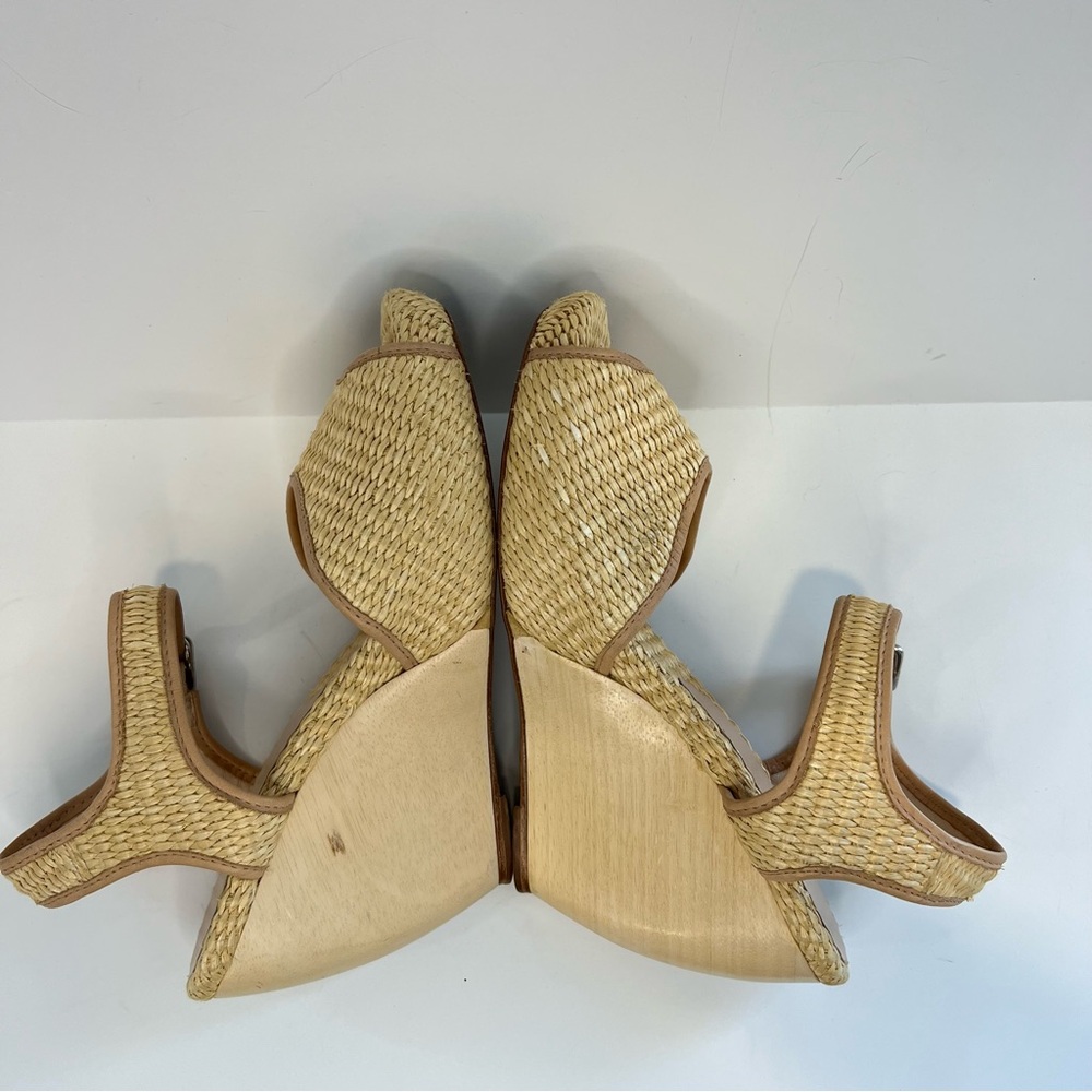 Loeffler Randall Raffia Peep Toe Wedges Size 9 - Picture 10 of 16